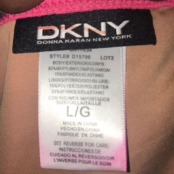 DKNY Colorblock Pink/Black String Bikini Bottom-L - Picture 5 of 5